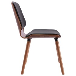 Valgomojo kėdės (6vnt, juodos spalvos, dirbtinė oda) - Kėdės