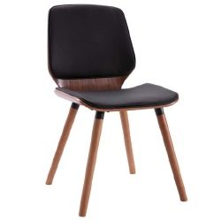 Valgomojo kėdės (6vnt, juodos spalvos, dirbtinė oda) - Kėdės