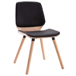 Valgomojo kėdės, 6vnt., juodos spalvos dirbtinė oda - Kėdės