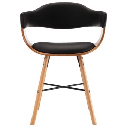 Valgomojo kėdės, 6vnt., juodos spalvos, dirbtinė oda ir mediena - Kėdės
