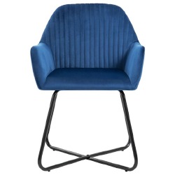 Valgomojo kėdės, 6vnt., mėlynos spalvos, aksomas - Kėdės