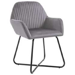 Valgomojo kėdės, 6vnt., pilkos spalvos, aksomas - Kėdės