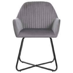 Valgomojo kėdės, 6vnt., pilkos spalvos, aksomas - Kėdės