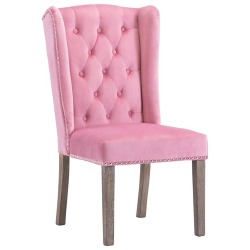 Valgomojo kėdės, 6vnt., rožinės spalvos aksomas - Kėdės