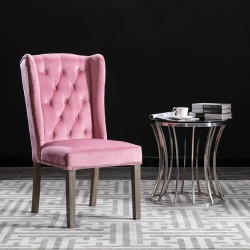 Valgomojo kėdės, 6vnt., rožinės spalvos aksomas - Kėdės
