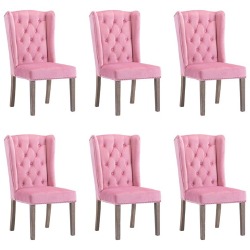 Valgomojo kėdės, 6vnt., rožinės spalvos aksomas