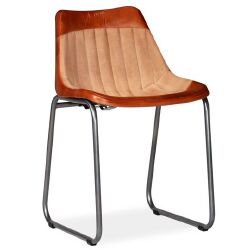 Valgomojo kėdės, 6vnt., rudos ir smėlio, tikra oda ir drobė - Kėdės