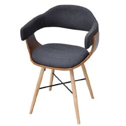 Valgomojo kėdės, 6vnt., tamsiai pilkos, mediena ir audinys - Kėdės