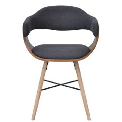 Valgomojo kėdės, 6vnt., tamsiai pilkos, mediena ir audinys - Kėdės