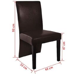Valgomojo kėdės, 6vnt., tamsiai rudos, dirbtinė oda - Kėdės