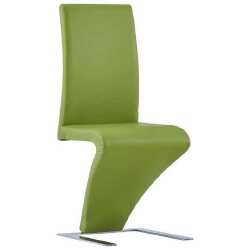 Valgomojo kėdės, 6vnt., žalios, dirbtinė oda, zigzago formos - Kėdės
