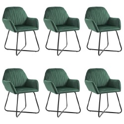 Valgomojo kėdės, 6vnt., žalios spalvos, aksomas