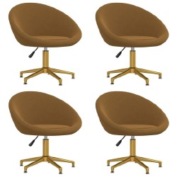 Valgomojo kėdės, aksomas, 4vnt., rudos spalvos