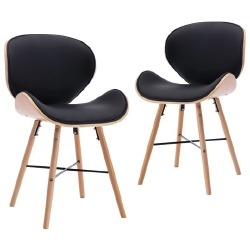 Valgomojo kėdės, juodos spalvos, 2vnt., dirbtinė oda ir mediena