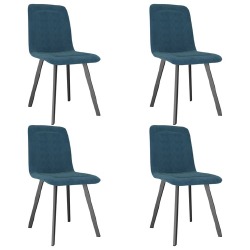 Valgomojo kėdės, mėlynos spalvos, aksomas, 4 vnt.