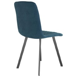 Valgomojo kėdės, mėlynos spalvos, aksomas, 4 vnt. - Kėdės