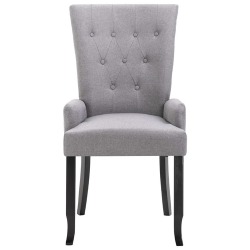 Valgomojo kėdės su porankiais, 2 vnt., šviesiai pilkos, audinys - Kėdės
