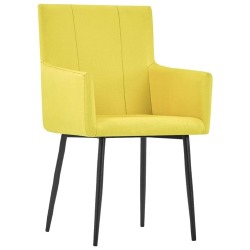 Valgomojo kėdės su porankiais, 2vnt., geltonos, audinys - Kėdės