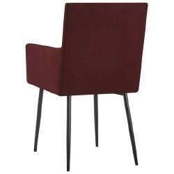 Valgomojo kėdės su porankiais, 2vnt., raudonojo vyno, audinys - Kėdės