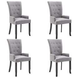 Valgomojo kėdės su porankiais, 4 vnt., šviesiai pilkos, audinys - Kėdės