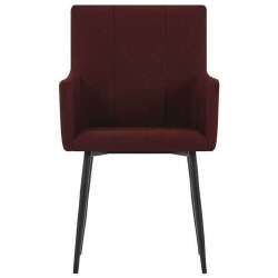 Valgomojo kėdės su porankiais (4vnt, raudonojo vyno sp.) - Kėdės