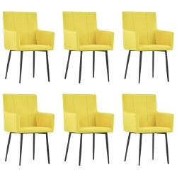 Valgomojo kėdės su porankiais (6vnt, geltonos)