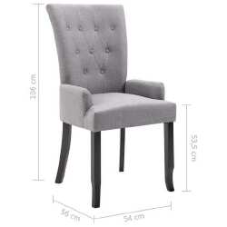 Valgomojo kėdės su porankiais, 6vnt., šviesiai pilkos, audinys - Kėdės