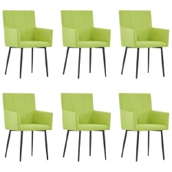 Valgomojo kėdės su porankiais (6vnt, žalios spalvos)
