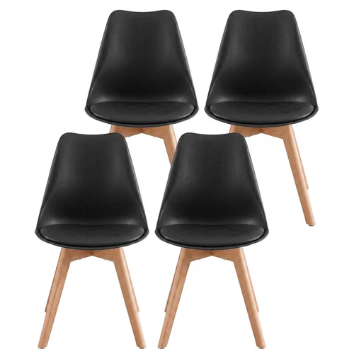 Valgomojo kėdės VASAGLE, 4 vnt, Juodos, 46,5 × 57 × 79 cm