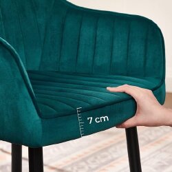 Valgomojo kėdžių rinkinys Velvet, tamsiai žalias, tiesios linijos - Kėdės