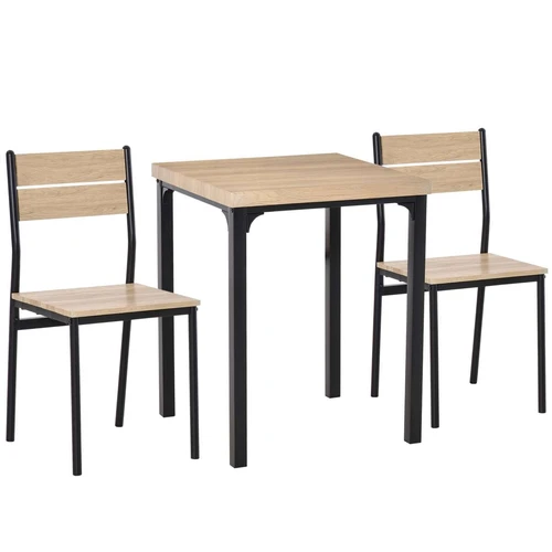 Valgomojo komplektas, 3 dalių, su 2 kėdėmis, 60 × 76 × 60 cm