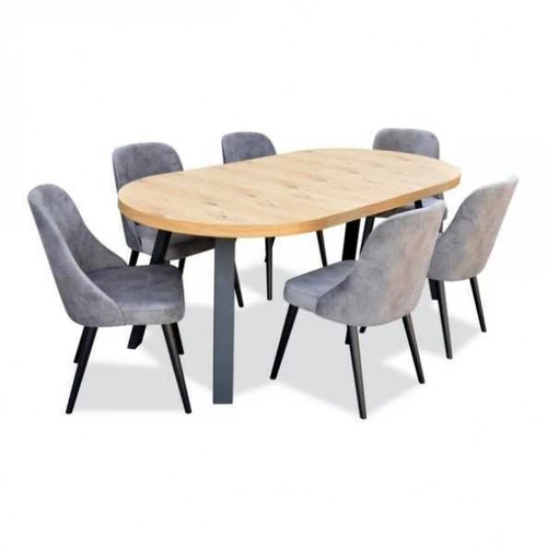 Juodos metalinės kojos ir 4 minkštos kėdės