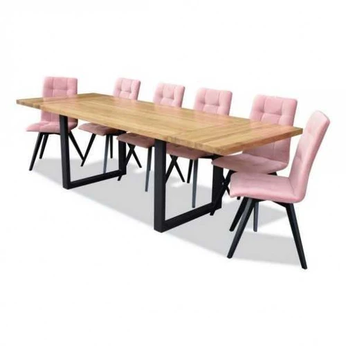 Elegantiškos juodos metalinės kojos ir faneruotas Ąžuolo stalviršis