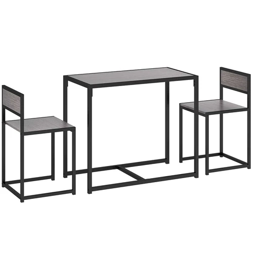 Valgomojo komplektas, su 2 kėdėmis, Pilka, 90 × 76 × 47 cm