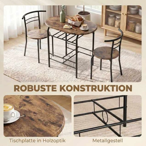 Valgomojo komplektas, su 2 kėdėmis, Ruda, 80 × 76 × 52 cm - Valgomojo komplektai