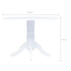 Valgomojo stalas, baltas, 106cm, kaučiukmedžio medis - Stalai
