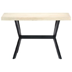 Valgomojo stalas, baltas, 120x60x75 cm, mango masyvas - Stalai
