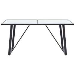 Valgomojo stalas, baltas, 160x80x75cm, grūdintas stiklas - Stalai