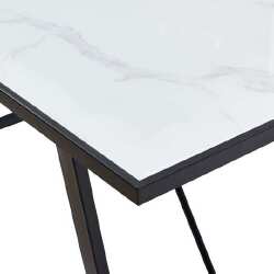 Valgomojo stalas, baltas, 160x80x75cm, grūdintas stiklas - Stalai