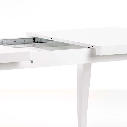 Prailginamas stalas, 75 cm aukštis, balta, buko masyvo kojos