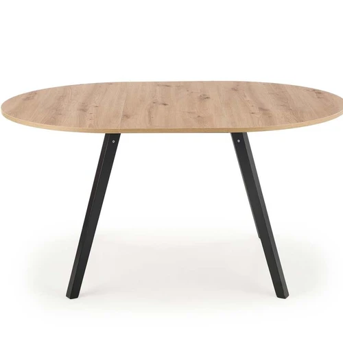 Prailginamas stalas su amatinio ąžuolo viršumi ir juodomis kojomis