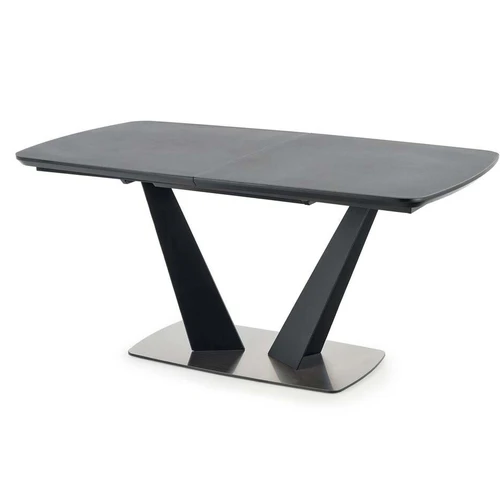 Prailginamasis stalas su stiklo viršumi, juodomis kojomis