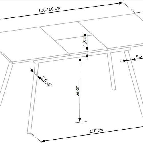 Pailginamas stalas 120-160 cm, sonoma ąžuolo ir pilkos spalvos