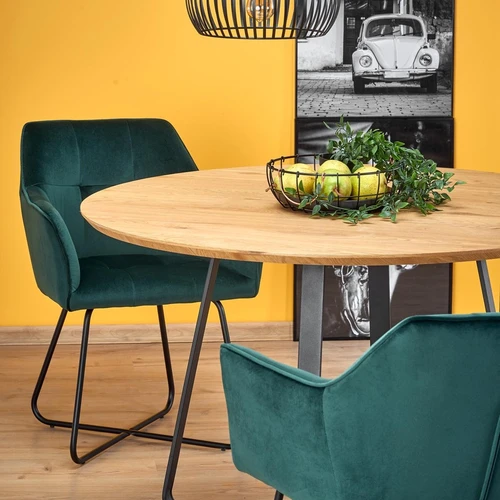 Aukštos kokybės stalas auksinio ąžuolo ir juodos spalvos deriniu