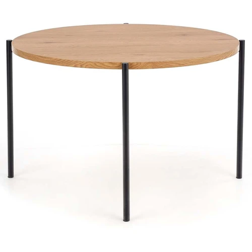 Praktiškas ir stilingas apvalus stalas auksinio ąžuolo spalva