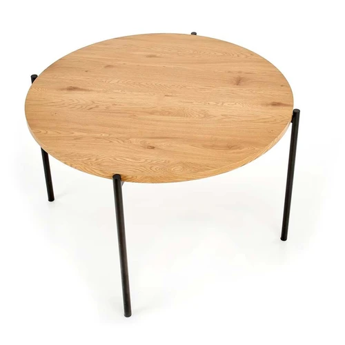 Modernus apvalus stalas su laminuotu MDF ir plieno kojomis