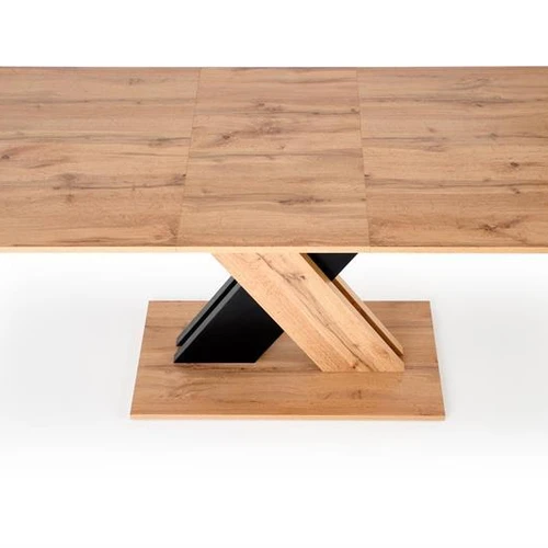 Prailginamasis stalas 130-175 cm, ąžuolo ir juodos spalvos