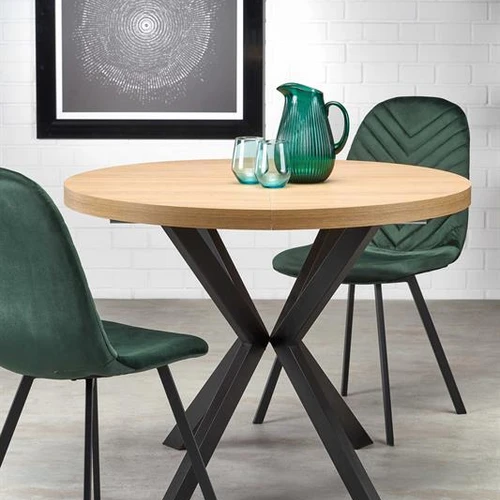 Prailginamasis stalas su moderniu dizainu, juoda ir auksinis ąžuolas