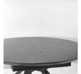 Prailginamasis stalas su stiklo ir MDF viršūne, juodu marmuru