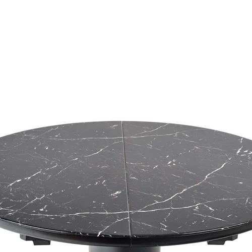 Modernus stiklo ir MDF stalas su juodu marmuro efektu